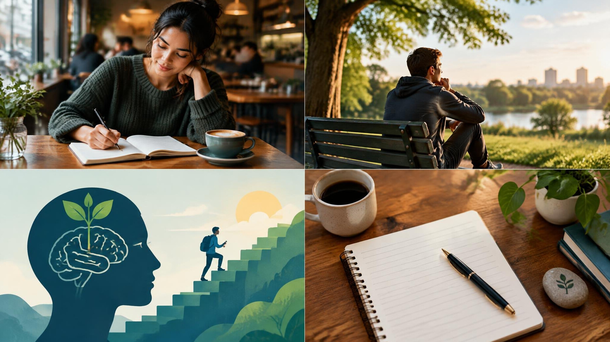 person journaling in cafe