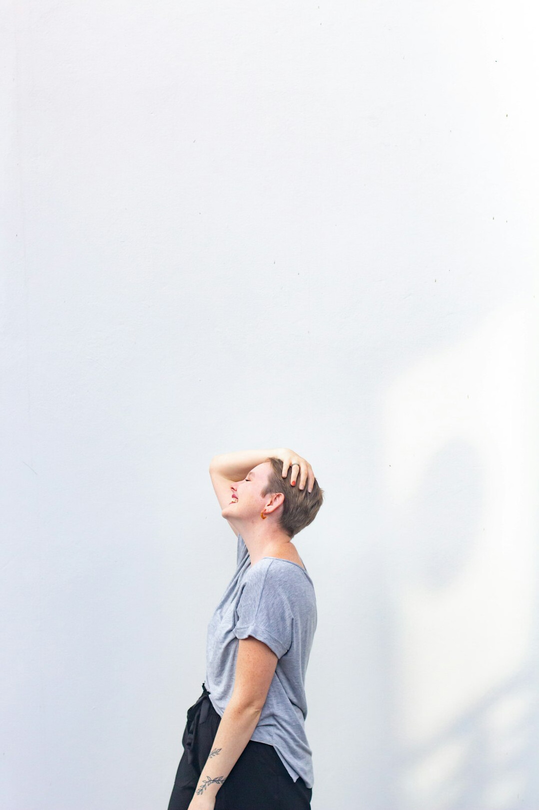 person practicing body language